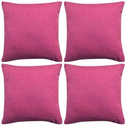 4 stk. pudebetræk linned-look pink 40x40 cm