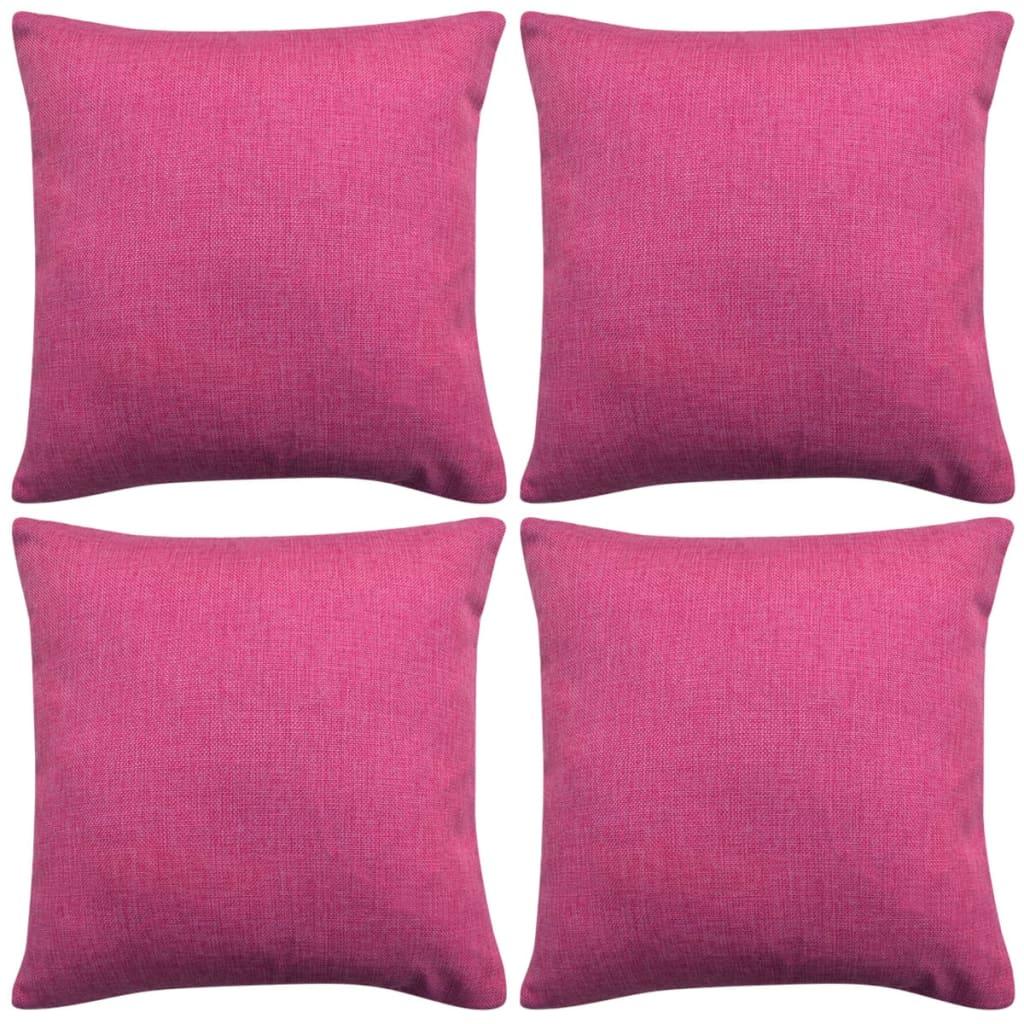 4 stk. pudebetræk linned-look pink 40x40 cm