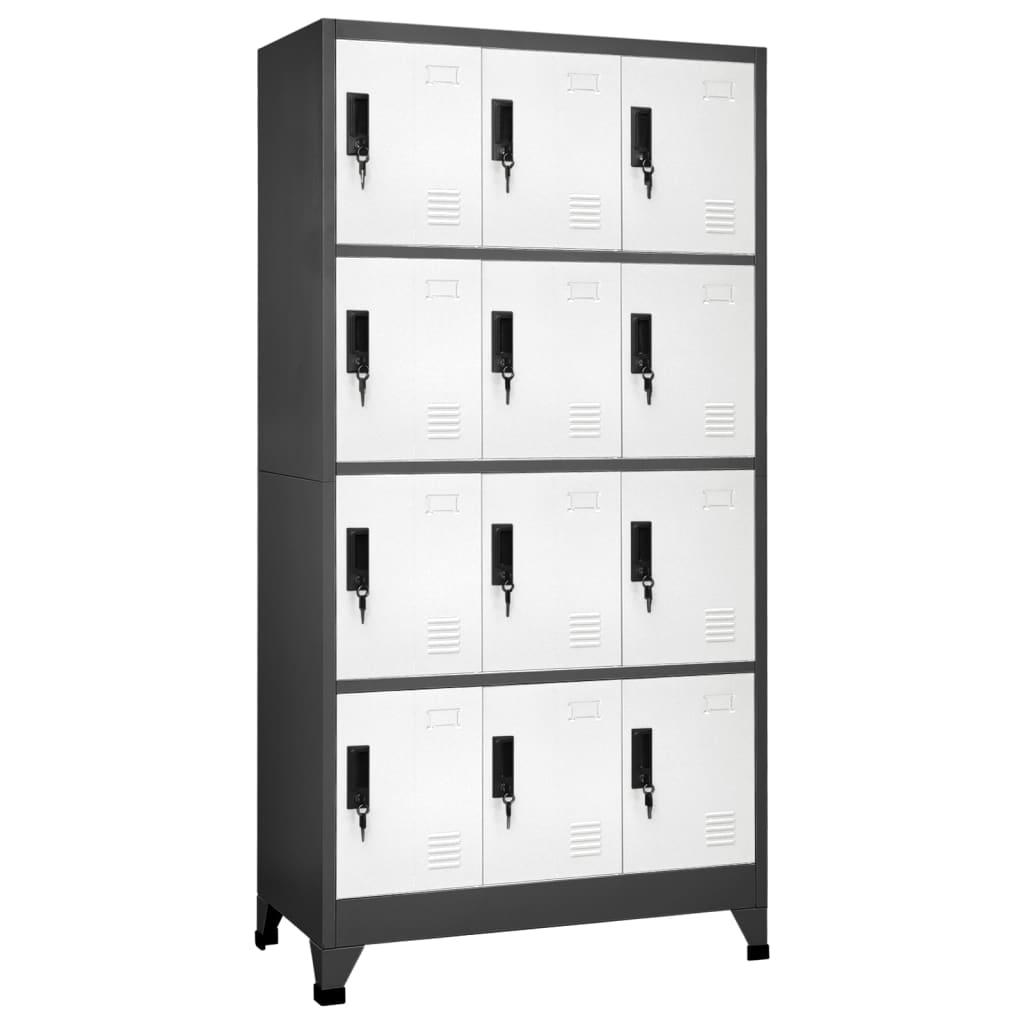 Skab 90x45x180 cm stål antracitgrå og hvid