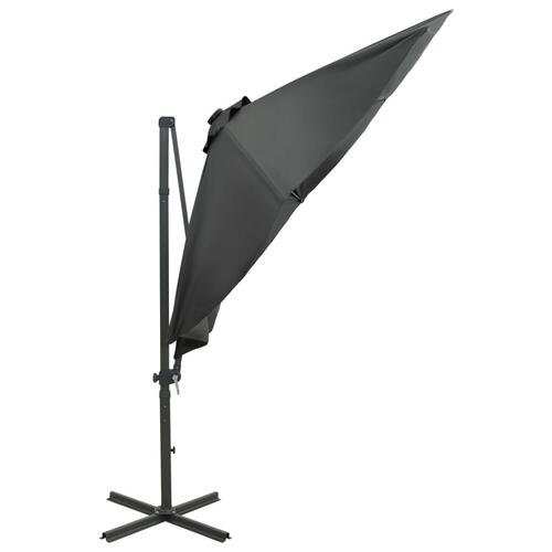 Hængeparasol med stang + LED-lys 300 cm antracitgrå