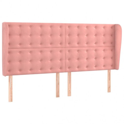 Sengegavl med kanter 163 x 23 x 118/128 cm fløjl lyserød