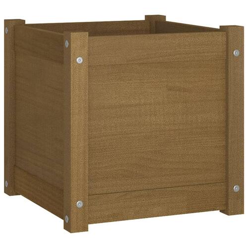 Plantekasse 40x40x40 cm massivt fyrretræ gyldenbrun