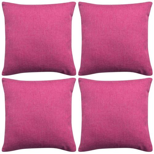 Pudebetræk 4 stk. linned-look pink 50x50 cm