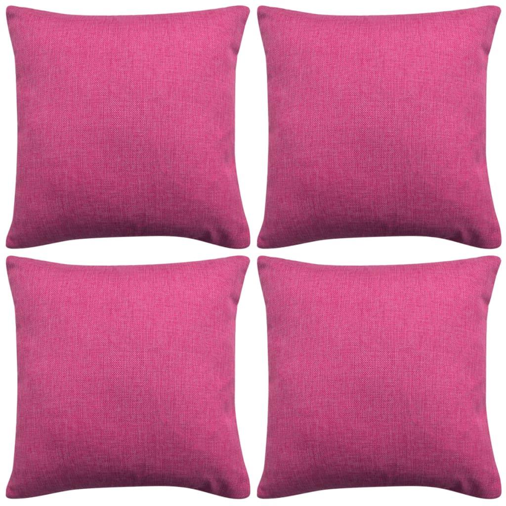 Pudebetræk 4 stk. linned-look pink 50x50 cm