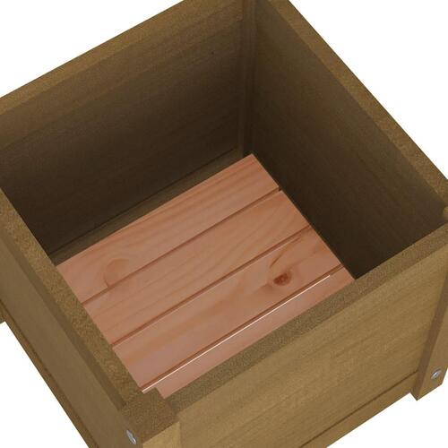 Plantekasse 40x40x40 cm massivt fyrretræ gyldenbrun