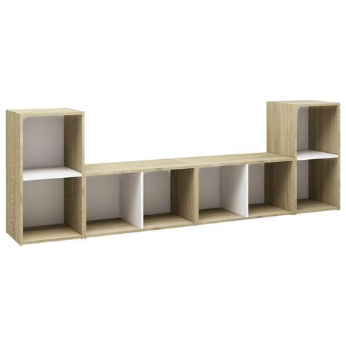 Tv-skabe 4 stk. 72x35x36,5 cm konstrueret træ hvid og sonoma-eg