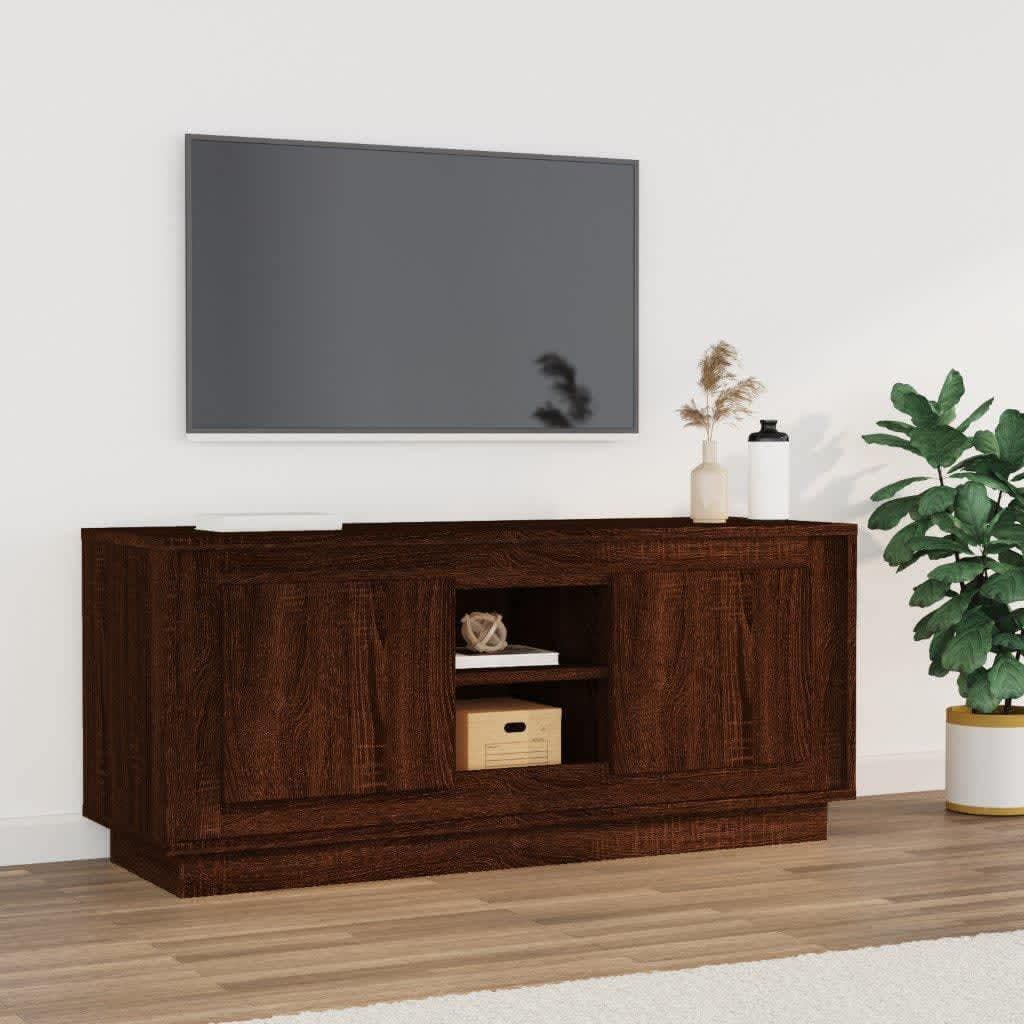 Tv-bord 102x35x45 cm konstrueret træ brun egetræsfarve