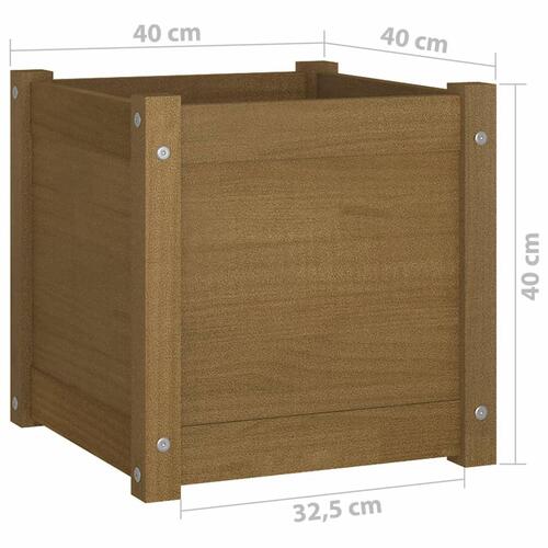 Plantekasse 40x40x40 cm massivt fyrretræ gyldenbrun
