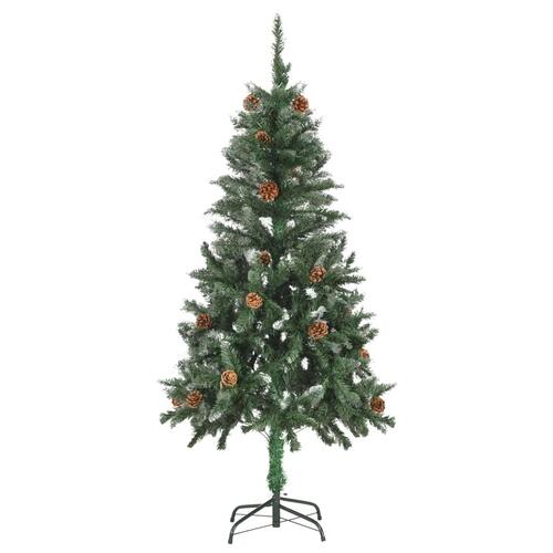 Kunstigt juletræ med lys og grankogler 150 cm