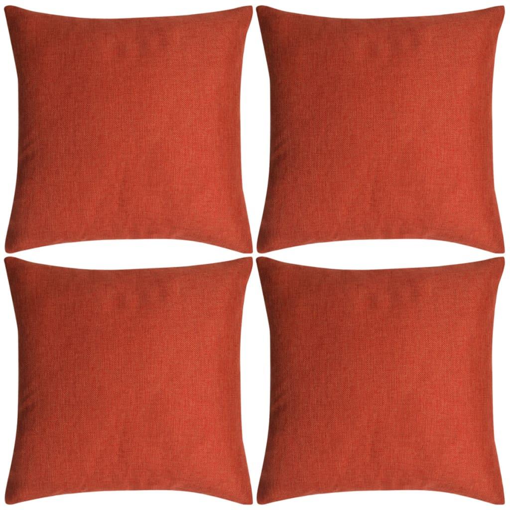 Pudebetræk 4 stk. linned-look terrakotta 40x40 cm