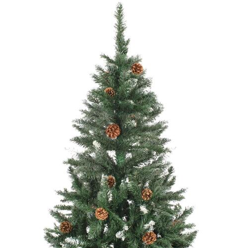 Kunstigt juletræ med lys og grankogler 150 cm