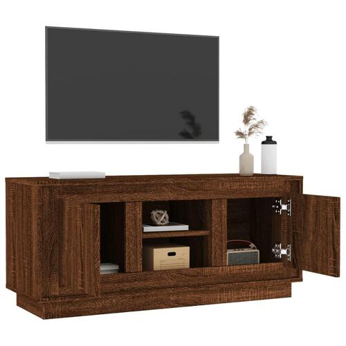 Tv-bord 102x35x45 cm konstrueret træ brun egetræsfarve