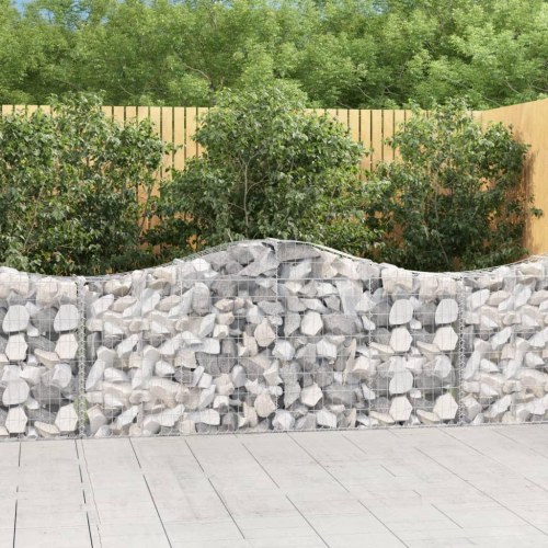 Buede gabionkurve - 7 stk. 200×30×80/100 cm i galvaniseret jern