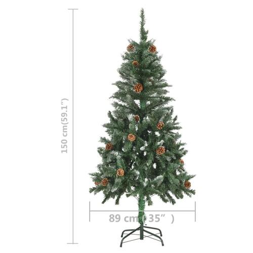 Kunstigt juletræ med lys og grankogler 150 cm