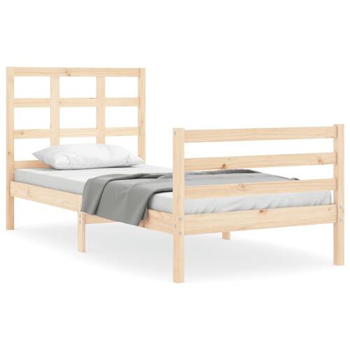 Sengeramme med sengegavl 90x200 cm massivt træ