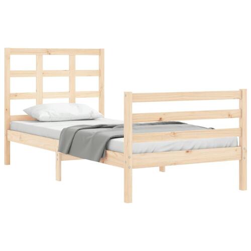 Sengeramme med sengegavl 90x200 cm massivt træ