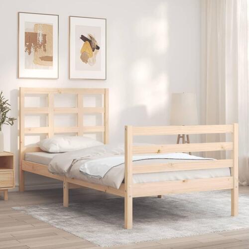 Sengeramme med sengegavl 90x200 cm massivt træ