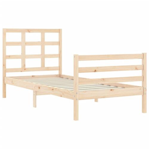 Sengeramme med sengegavl 90x200 cm massivt træ