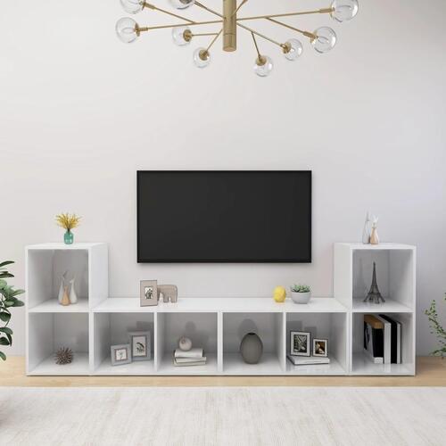 Tv-skabe 4 stk. 72x35x36,5 cm konstrueret træ hvid højglans