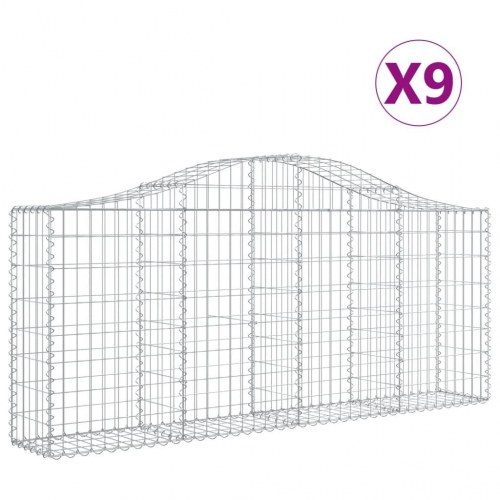 Buede gabionkurve 9 stk. 200x30x80/100 cm galvaniseret jern