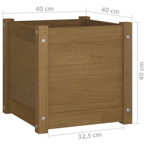 Plantekasser 2 stk. 40x40x40 cm massivt fyrretræ gyldenbrun