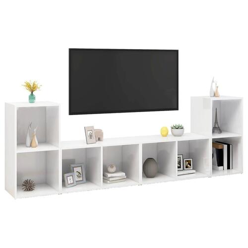 Tv-skabe 4 stk. 72x35x36,5 cm konstrueret træ hvid højglans