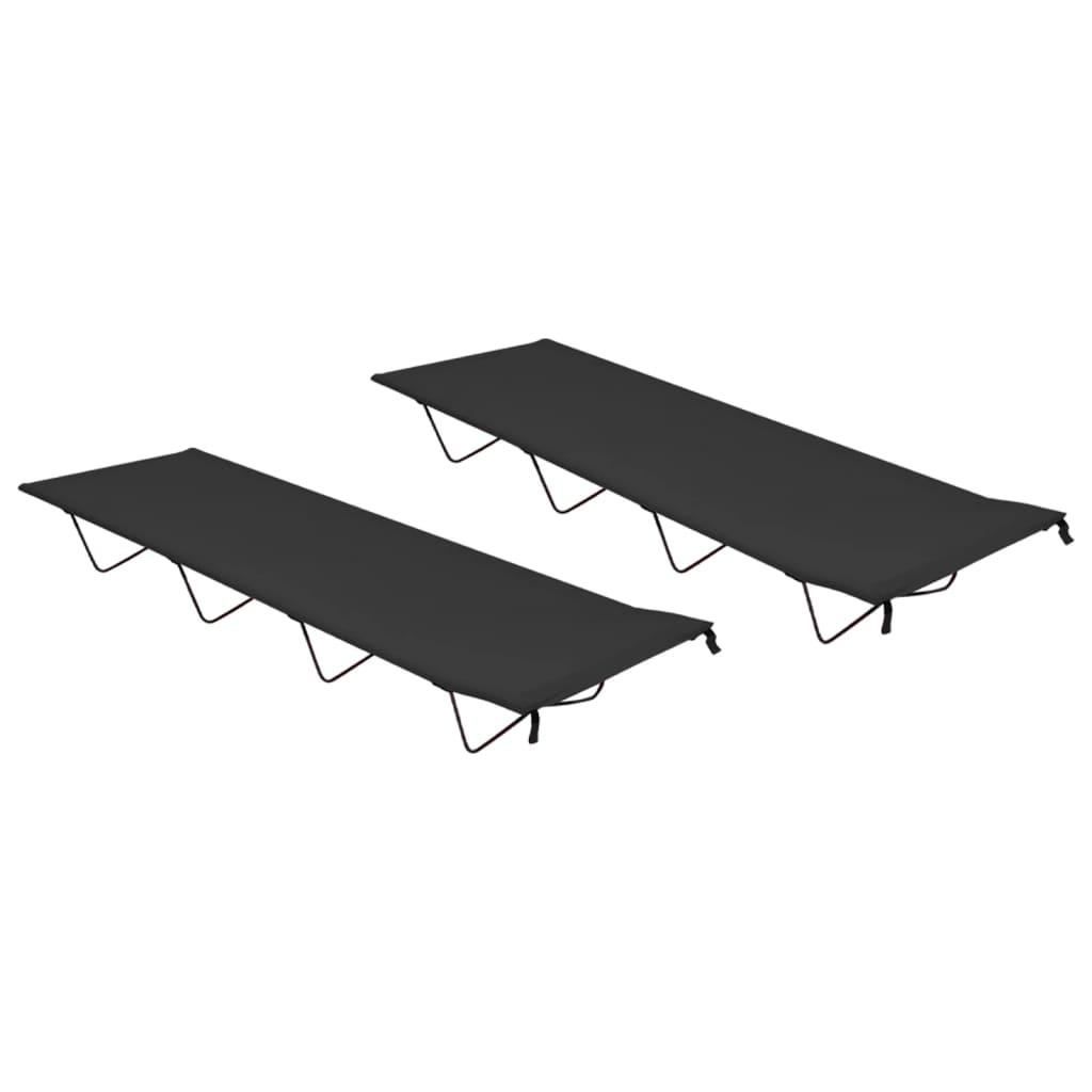 Campingsenge 2 stk.180x60x19 cm oxfordstof og stål sort