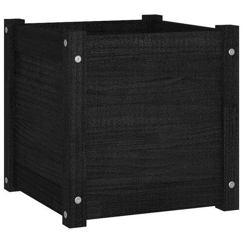 Plantekasse 40x40x40 cm massivt fyrretræ sort