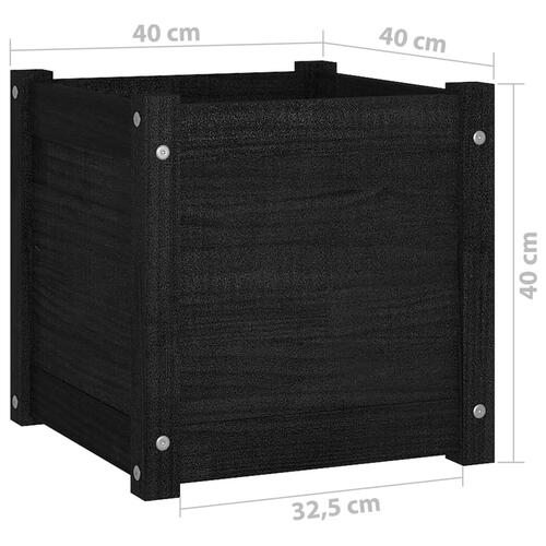 Plantekasse 40x40x40 cm massivt fyrretræ sort