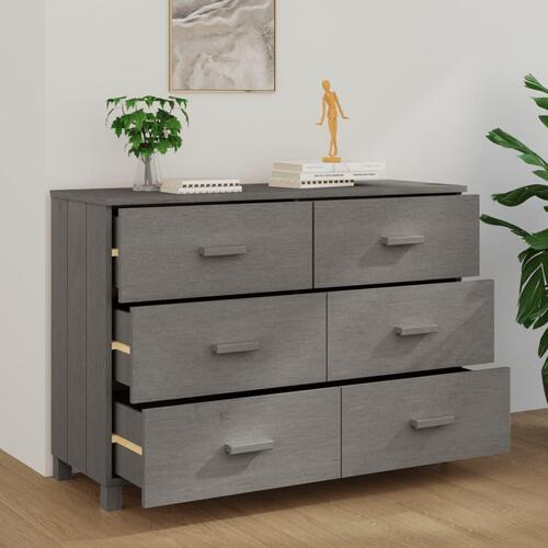 Skænk HAMAR 113x40x80 cm massivt fyrretræ lysegrå