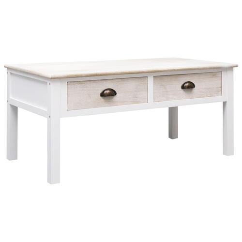 Sofabord 100 x 50 x 45 cm træ hvid og naturfarvet