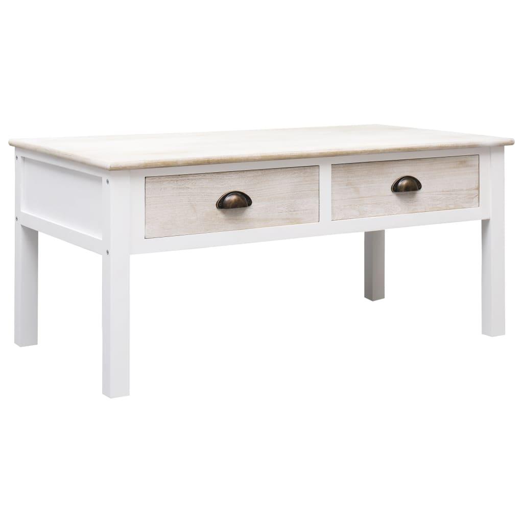 Sofabord 100 x 50 x 45 cm træ hvid og naturfarvet