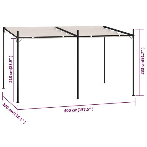 Havepavillon med udtrækkeligt tag 400x300x233 cm cremefarvet