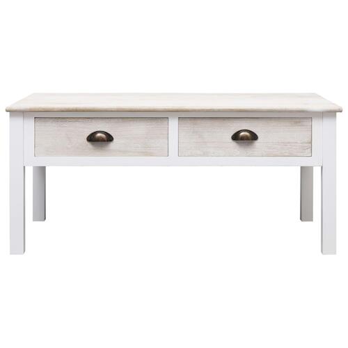 Sofabord 100 x 50 x 45 cm træ hvid og naturfarvet