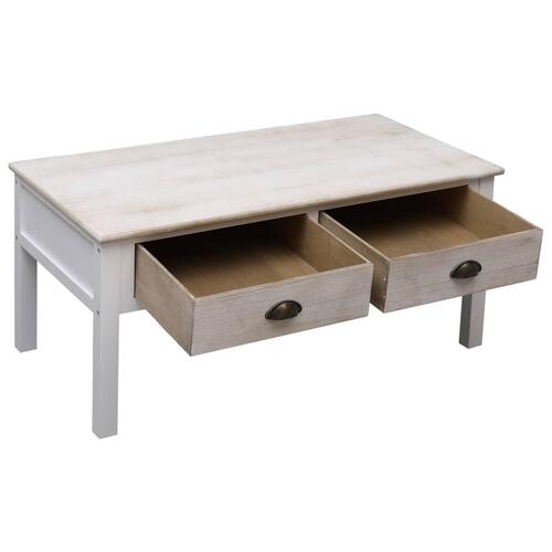 Sofabord 100 x 50 x 45 cm træ hvid og naturfarvet