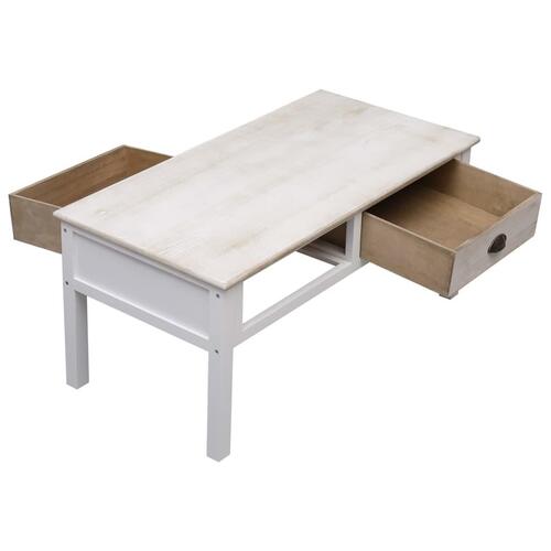 Sofabord 100 x 50 x 45 cm træ hvid og naturfarvet