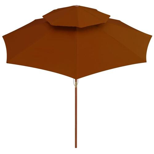 Dobbelt parasol med træstang 270 cm terrakotta