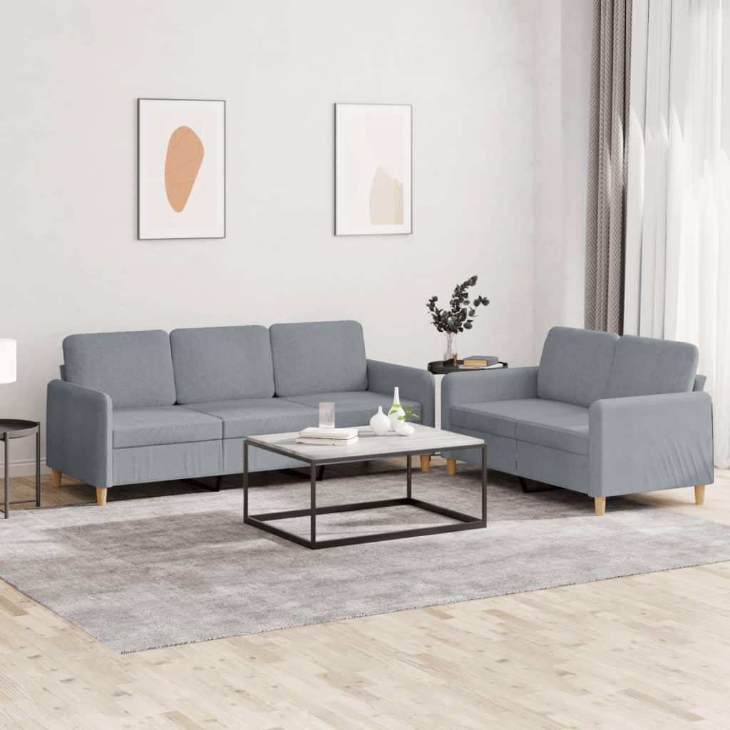 2 personers sofa med hynder stof lysegrå