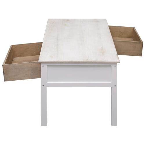 Sofabord 100 x 50 x 45 cm træ hvid og naturfarvet