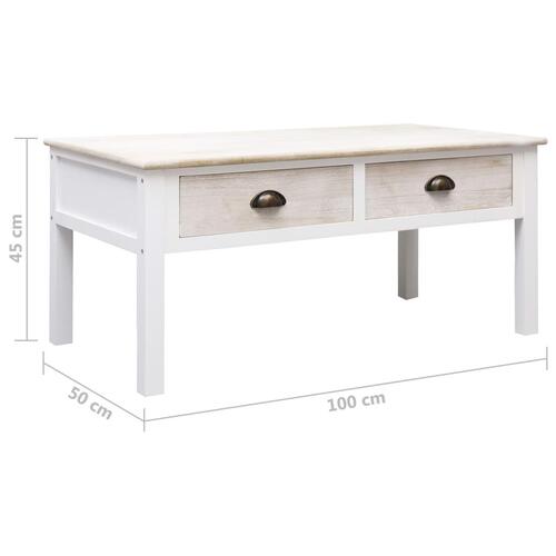 Sofabord 100 x 50 x 45 cm træ hvid og naturfarvet