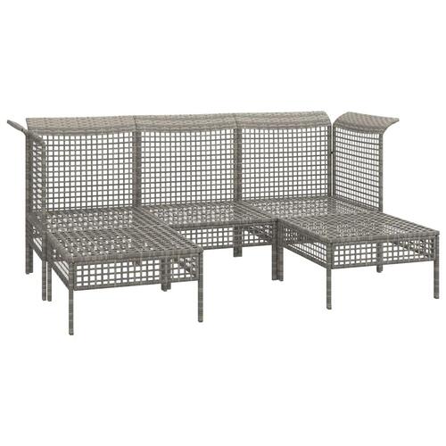 Loungesæt til haven 5 dele med hynder polyrattan grå