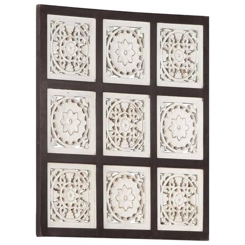 Håndskåret vægpanel 60x60x1,5 cm MDF brun og hvid