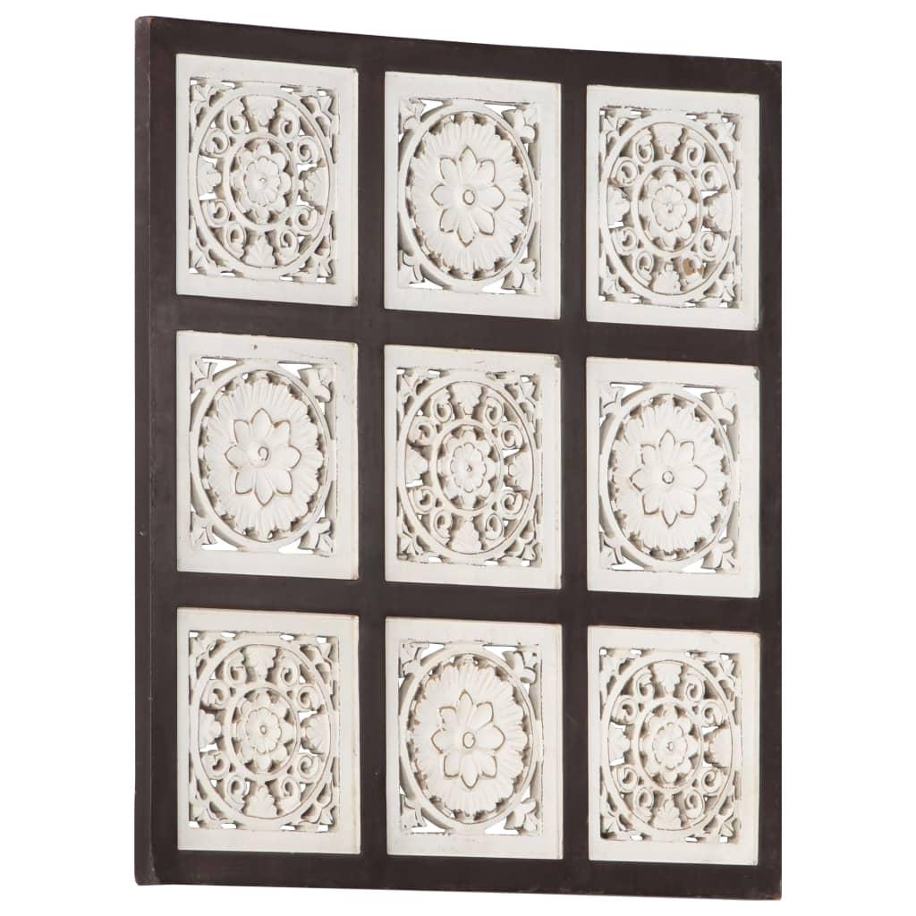 Håndskåret vægpanel 60x60x1,5 cm MDF brun og hvid