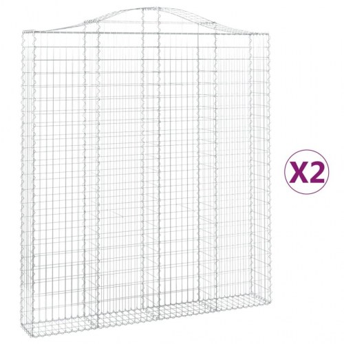 Buede gabionkurve - 2 stk. 200×30×220/240 cm i galvaniseret jern