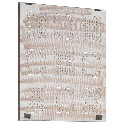 Håndskåret vægpanel 60x60x1,5 cm MDF brun og hvid