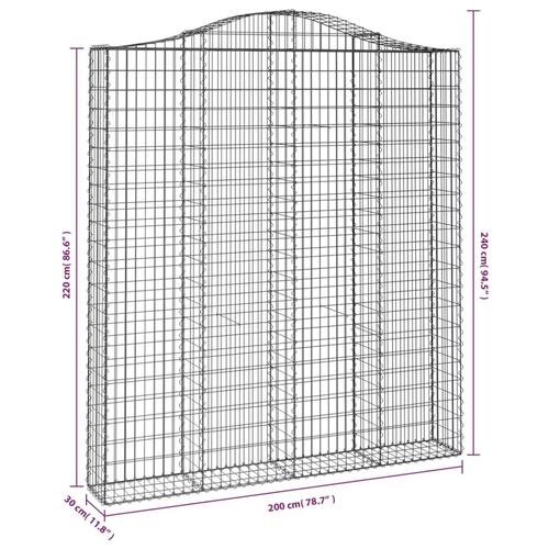 Buede gabionkurve 2 stk. 200x30x220/240 cm galvaniseret jern