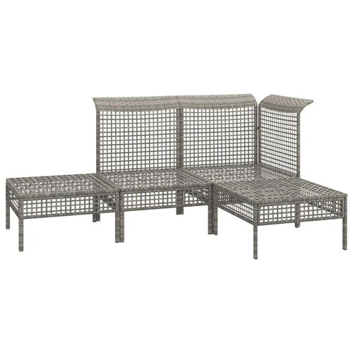 Loungesæt til haven 4 dele med hynder polyrattan grå