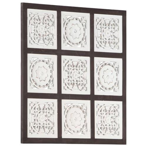 Håndskåret vægpanel 60x60x1,5 cm MDF brun og hvid
