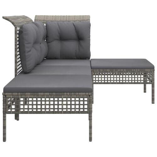 Loungesæt til haven 4 dele med hynder polyrattan grå