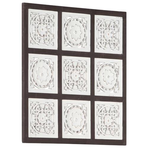 Håndskåret vægpanel 60x60x1,5 cm MDF brun og hvid